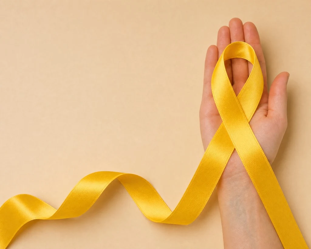 Lazo amarillo de conciencia sobre endometriosis — evita cirugías innecesarias con diagnóstico ecográfico